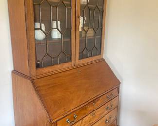 $680 Antique Chippendale Bureau/Bookcase C. 1780 42”W x 22”D x 87”H. 14” drop leaf desk. Orig. price $19,800