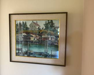 "LaConner Tavern" Harry Bonath - AWS (American Watercolor Society) signed original. Former cover illustrator for the Seattle times Sunday Magazine.