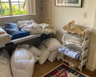 Linens and bedding available for in person purchase Friday and Saturday.