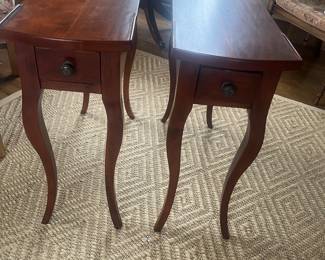 $580. Pair of custom tables designed after a Baker Furniture piece. 28"w x 11.25"d x 26.50'h. Available for online purchase per sale description details Wednesday at 7 pm.
