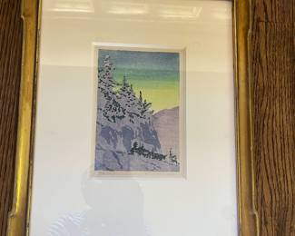 $2,000. WENDELL CORWIN CHASE
(American 1897-1988)
The Pass
Woodblock Print
7.5 x 5.5 inches
Titled lower left: The Pass
Signed lower right: W. Corwin Chase
Period Arts & Crafts Frame with museum quality glass
Provenance:
Private Collection; Seattle, Washington
Davidson Galleries; Seattle, Washington
Private Collection; Seattle, Washington
Value $2,400.00