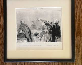 $2,000. HONORE DAUMIER
(French 1808-1879)
Les Gens de Justice
Lithograph
7 x 10 inches (plate size)
Signed lower left
Daumier Cat No. 1848
Custom frame with museum quality glass
Provenance:
Daumier Collection; France
Private Collection; Seattle, Washington
Value $2,500.00