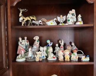 Vintage figurines, Precious Moments, brass deer set.