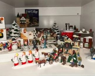 Christmas village pieces.