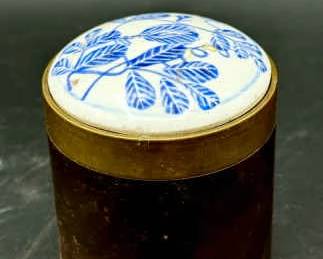 Brass Canister With Porcelain Lid