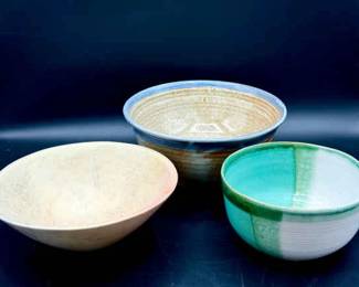 (3) Pretty Pottery Bowls