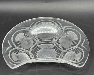 Signed Lalique Crescent Thistle Dish