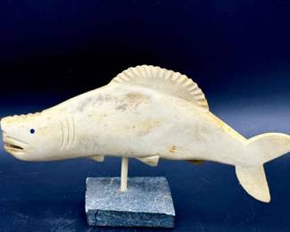 Carved Bone Fish Figurine