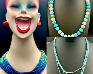 (3) Beautiful Blue Necklaces Feat. Cold water Creek