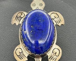 RS Stamped Sterling Silver Turtle Pin