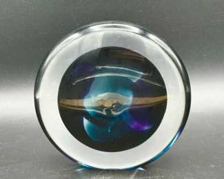 Signed Robert C Fritz Hand Blown Art Glass Paperweight Sun Catcher