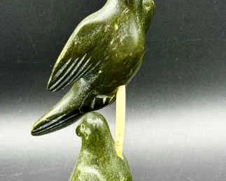 Signed Inuit Soapstone Birds Carving