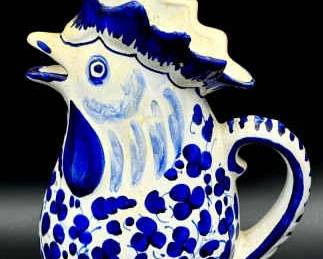 Eberna Deruta Signed Rooster Pitcher