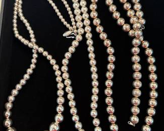 Sterling graduated bead necklaces in various lengths