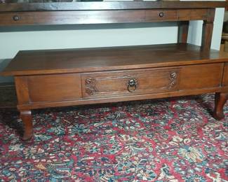 Hand crafted Teak coffee table, would go well with any décor! 55x31x17. $240.