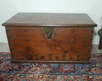 I first thought this trunk was an early 19th Century antique, but that was just because it's made with authentic old world style and workmanship! 34x18x18. $350.