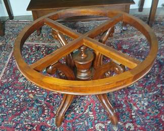 At first glance, I was not entirely impressed with this table, solely due to the dated green marble top. But once I saw the hand carved solid Teak base, I was in love! Would look GREAT with a tempered glass top to show off all that stunning detail! Offered with or without the marble top. 37.5x28.5. $300.