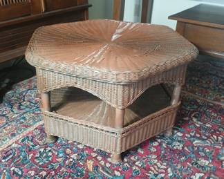 This larger vintage wicker coffee table was made to the same design and specifications as the above lounge set. 31x18. $200.