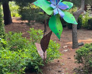 Large Green Metal Flower
