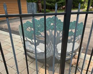 Grey/Blue Tree Bench - Back