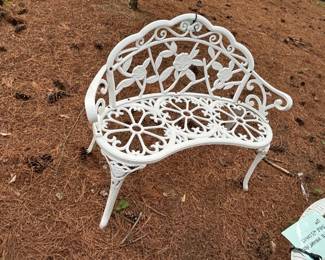 White Wrought Iron Bench