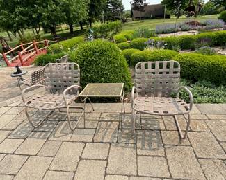 2 Strap Chairs, Metal Table