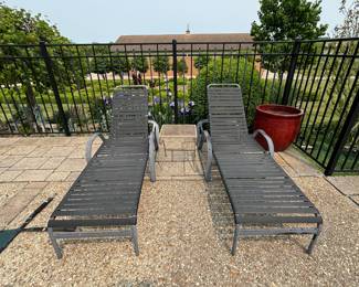 2 Strap Loungers, Metal Table