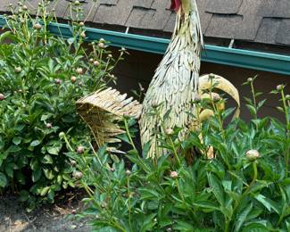 Large Metal White Rooster