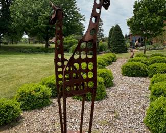 Metal Gridded Giraffes