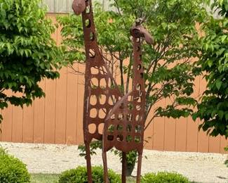 Metal Gridded Giraffes