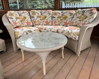 Curved Sofa, Glass Top Table