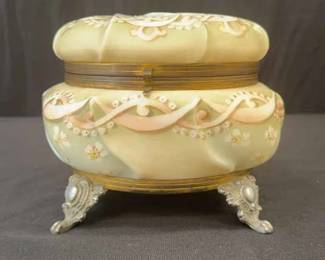 Wave Crest Opal Glass Dresser Vanity Box