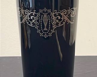 Art Deco Black And Silver Overlay Vase