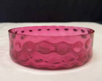 Cranberry Dark Pink Glass Bowl