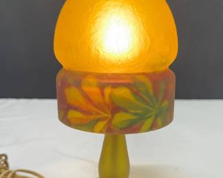 Reversed Painted Glass Yellow With Flowers