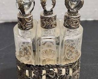 Antique Set of Three Perfume Bottles