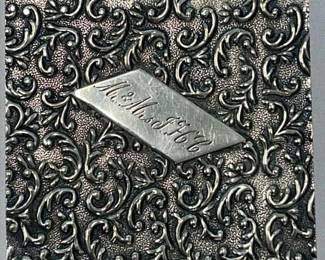 Antique Sterling Silver Repousse Playing Cards Case