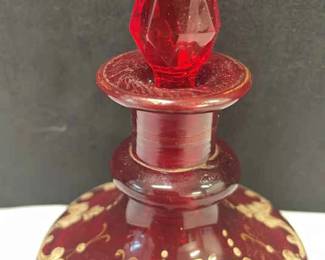Biedermeier Ruby Red Glass Perfume Bottle