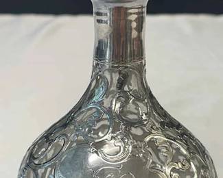 Art Nouveau Solid Silver And Glass Perfume Bottle