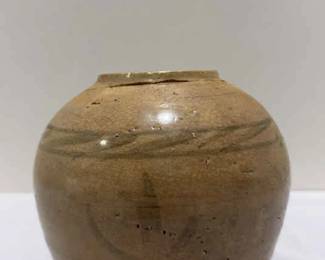 Antique Aged Weathered Rustic Glazed Chinese Jar