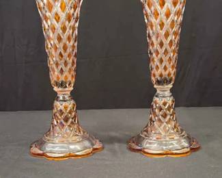Glass Diamond Shaped Amber Vases