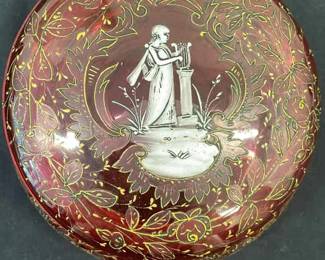 Cranberry Glass Dresser Jar