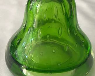 Green Glass Pear Paperweight