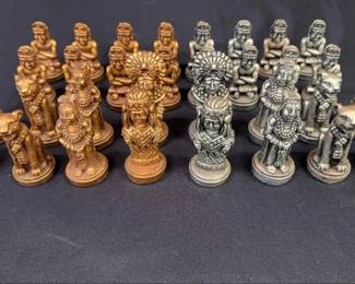 Aztec VS Spanish Conquistadors Mexican Chess Pieces