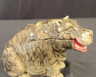 Antique Majolica Hippo Humidor
