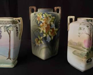 Set Of Three Nippon Vases