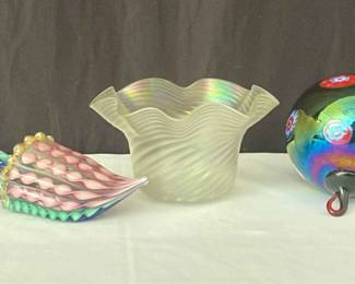 ThreePiece Art Glass Lot