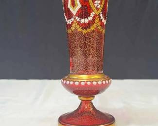 Vintage Cranberry Bohemian Vase