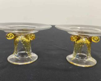 Fostoria Topaz Sakier Candlesticks