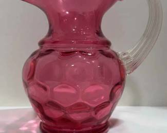 Vintage Fenton Cranberry Glass Pitcher